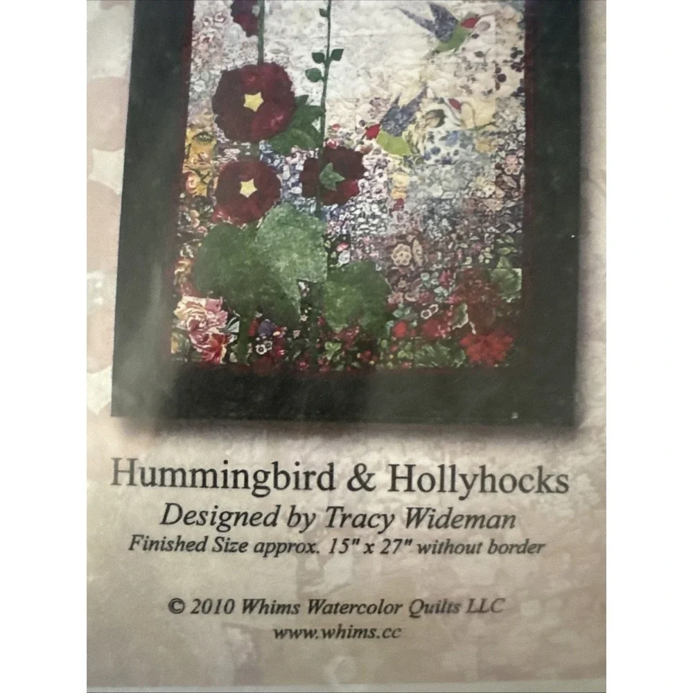 Whims Easy Watercolor Quilt Kit Hummingbird & Hollyhocks Quilting Hummingbirds